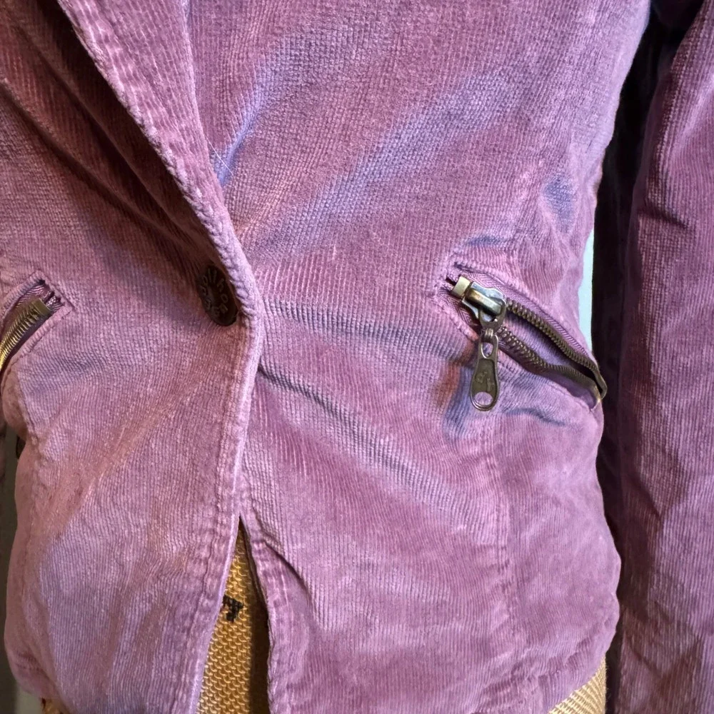 Dollhouse Womens Mauve Purple Corduroy Hooded Moto Blazer Jacket Size M Y2K - Picture 4 of 8